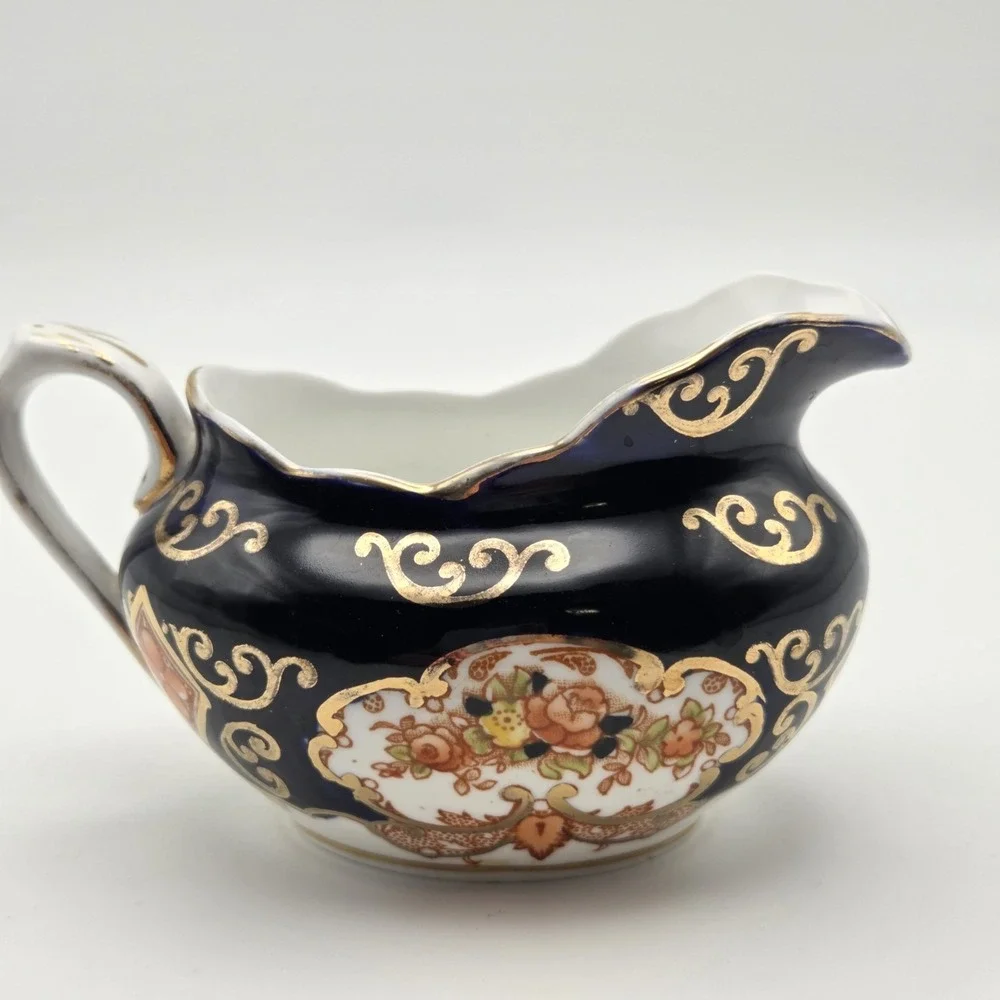 Vintage Royal Albert Crown China Heirloom Derby Creamer Cobalt Blue